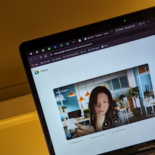 Emma attending a meeting at work
